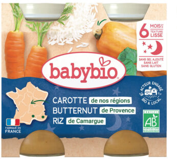BABYBIO – Purée de carottes, potimarron et riz 2×200 g
