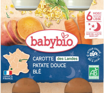 BABYBIO Bonne Nuit – Carottes, patate douce et blé 2×200 g