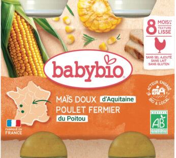 BABYBIO – Maïs doux et poulet fermier 2x200g