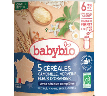 BABYBIO – Céréales verveine, fleur d&rsquo;oranger, camomille dès 6 mois bio 220 g