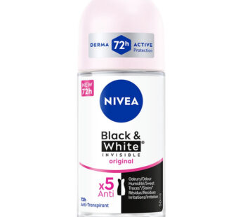 NIVEA Black & White Invisible – Déodorant bille anti-traces anti-transpirant 48h 50 ml