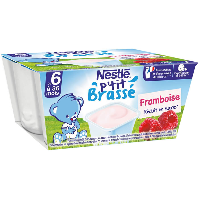 NESTLE P'tit Brassé - Dessert à la framboise 4 x 100 g