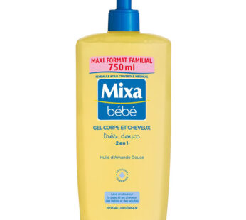 MIXA Bébé – Gel douche et shampoing 2en1 très doux huile d&rsquo;amande douce 750 ml