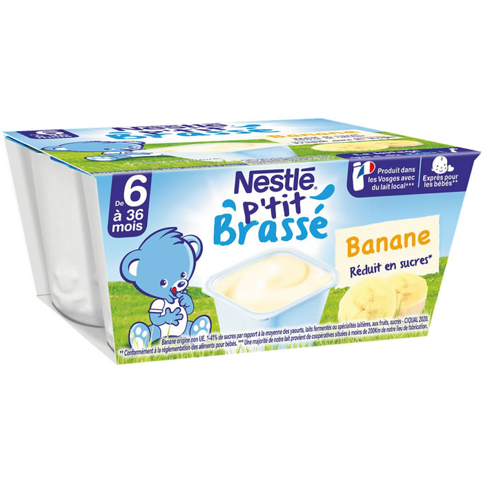 NESTLE P'tit Brassé - Dessert à la banane 4 x 100 g