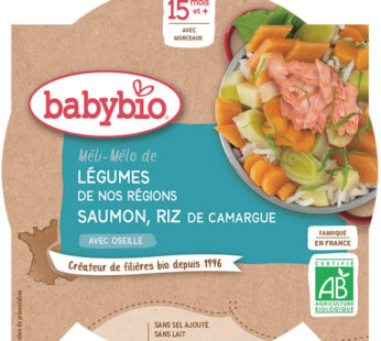 BABYBIO – Méli-mélo de légumes au saumon riz 260 g