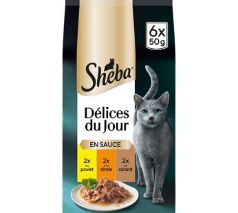 SHEBA Délices du Jour – En sauce dinde et poulet (6 x 50 g)