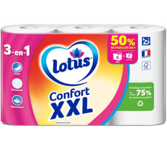 LOTUS Confort XXL Papier toilette blanc Aquatube 2 épaisseurs x6