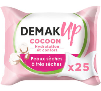 DEMAK&rsquo;UP Cocoon – Lingettes démaquillantes au lait hydratant yeux et visage 25 lingettes