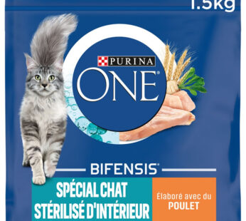 PURINA One Croquettes pour chat stérilisé d&rsquo;intérieur, poulet céréales