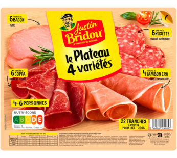 JUSTIN BRIDOU – Plateau de jambon cru, rosette, bacon et coppa 260g