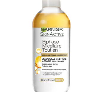 GARNIER Skin Active – Eau micellaire nettoyant démaquillant waterproof biphasé