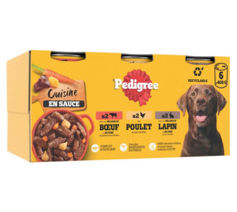 PEDIGREE – Cuisine boîtes en sauce 3 variétés (6 x 400 g)