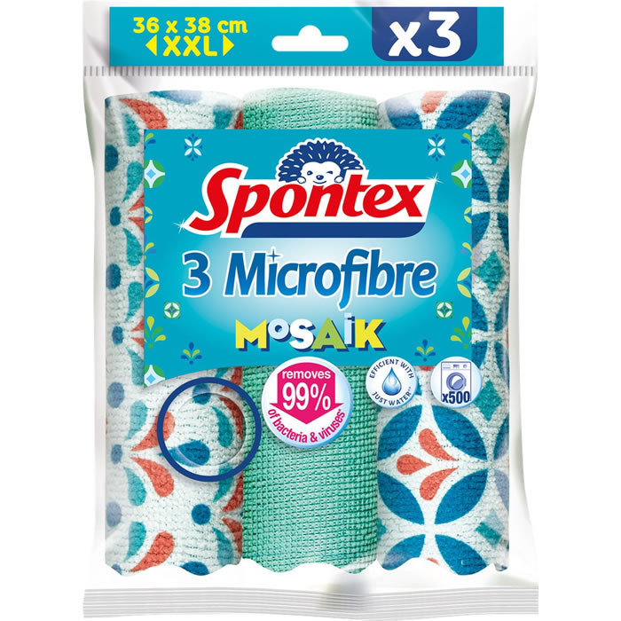 SPONTEX Mosaik Lavettes microfibres XXL 36 x 38 cm