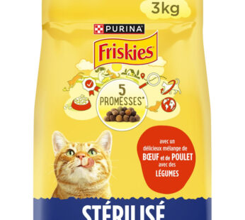 PURINA Friskies Croquettes pour chats stérilisés au bœuf, poulet et légumes