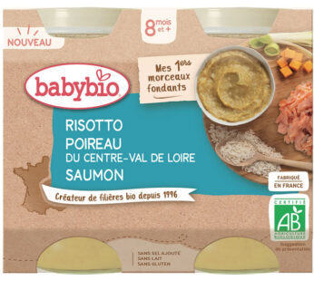 BABYBIO – Risotto poireau et saumon 2x200g