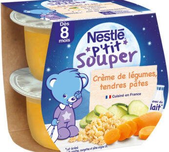 NESTLE P&rsquo;tit Souper – Purée de légumes & pâtes 2×200 g