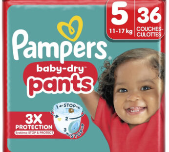 PAMPERS Baby-Dry Pants – Couches-culottes taille 5 (11-17 kg) 36 culottes