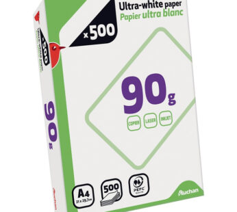 AUCHAN Ramette de papier A4 21 x 29,7 cm blanc 90 g (500 feuilles)