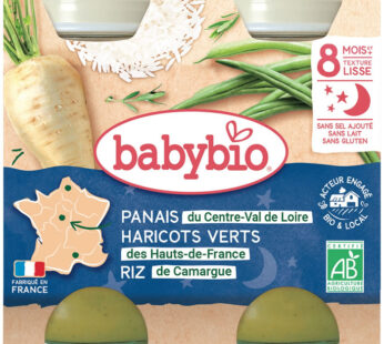 BABYBIO Bonne Nuit – Panais, haricots verts et riz 2 x 200 g