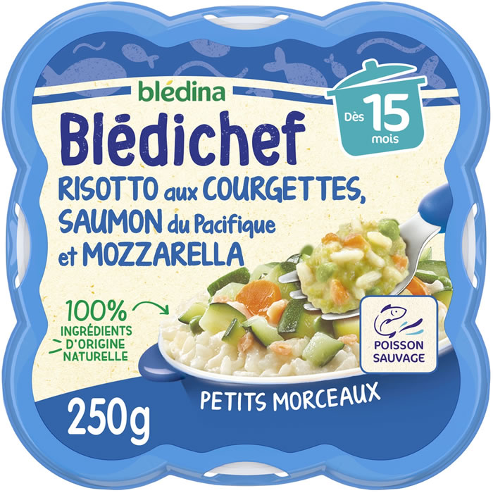 BLEDINA Blédichef - Risotto de courgettes, saumon et mozzarella 250 g