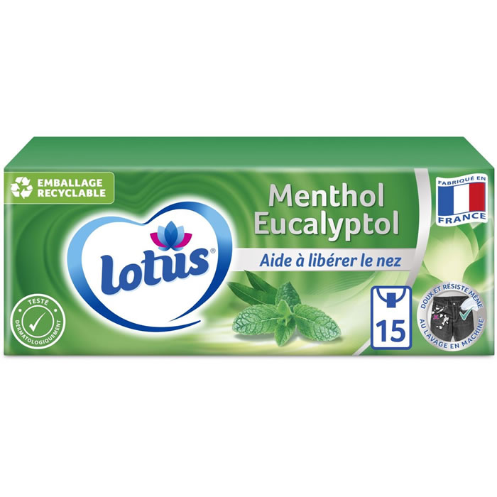 LOTUS Mouchoirs étuis au menthol et eucalyptus x15