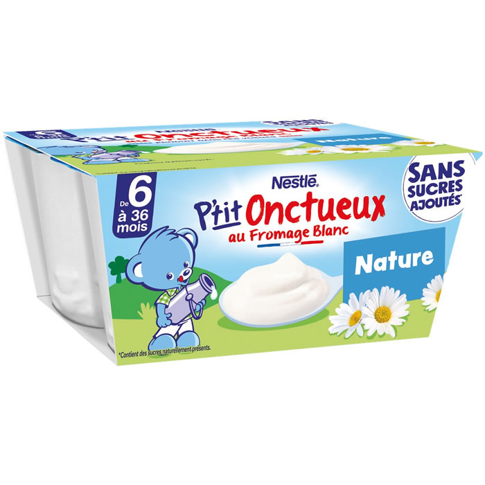 NESTLE P'tit Onctueux - Fromage blanc nature 4 x 90 g