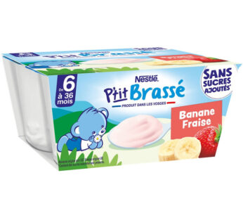 NESTLE P&rsquo;tit Brassé – Dessert fraise et banane 4 x 90 g