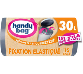 HANDY BAG Sacs poubelle à fixations élastiques 30L (15 sacs)