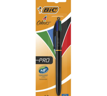 BIC 4 Couleurs – Stylo bille pointe moyenne bleu, noir, rouge, vert