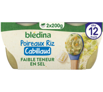 BLEDINA – Crémeux de poireaux, riz et cabillaud 2 x 200 g