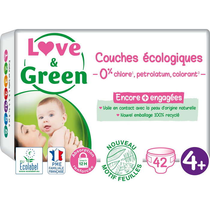 LOVE & GREEN - Couches taille 4+ (9-20 kg) 42 couches
