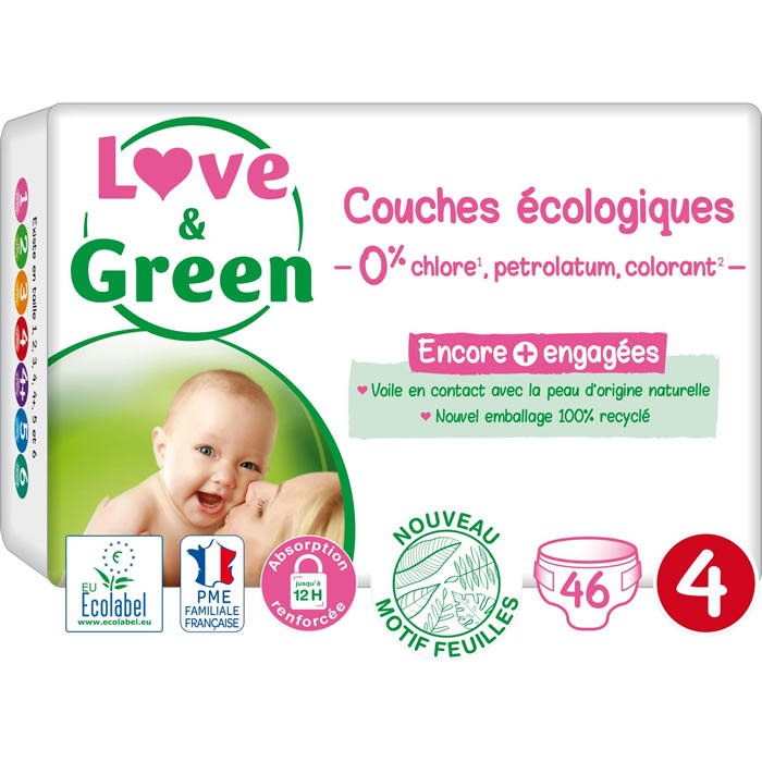 LOVE & GREEN - Couches taille 4 (7-14 kg) 46 couches