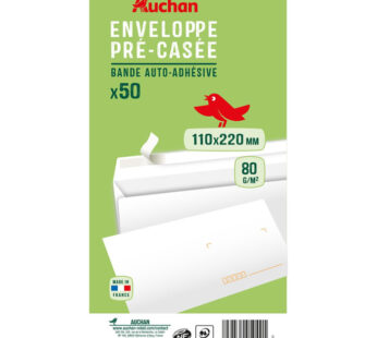 AUCHAN Enveloppes auto-adhésives 110 x 220 mm