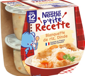 NESTLE P&rsquo;tite Recette – Blanquette de riz et dinde 2 x 200 g