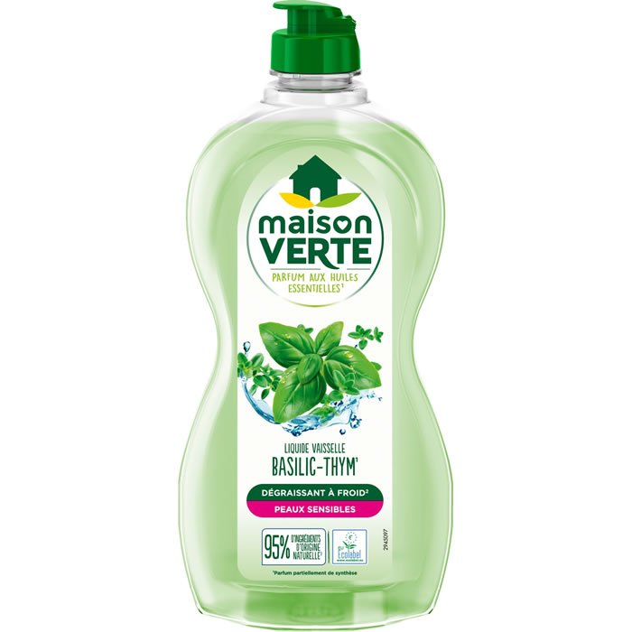 MAISON VERTE Liquide vaisselle dégraissant au basilic et thym 500 ml
