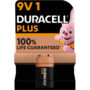 DURACELL Plus Pile alcaline 6LR61 - type 9V