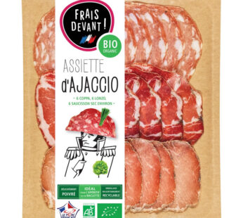 FRAIS DEVANT Assiette d&rsquo;Ajaccio – Saucisson sec, Coppa, Lonzo en tranche bio 90g