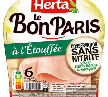 HERTA Le Bon Paris Jambon cuit à l&rsquo;étouffée sans nitrite