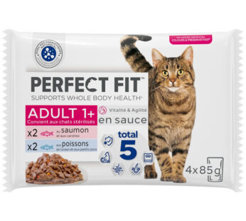 PERFECT FIT – Bouchées pour chats stérilisés au poisson (4 x 85 g)