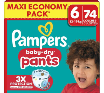 PAMPERS Baby-Dry Pants – Couches-culottes taille 6 (13-19 kg) 74 culottes