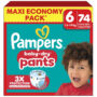 PAMPERS Baby-Dry Pants - Couches-culottes taille 6 (13-19 kg) 74 culottes