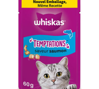 WHISKAS Temptations Friandises pour chat adulte saveur saumon