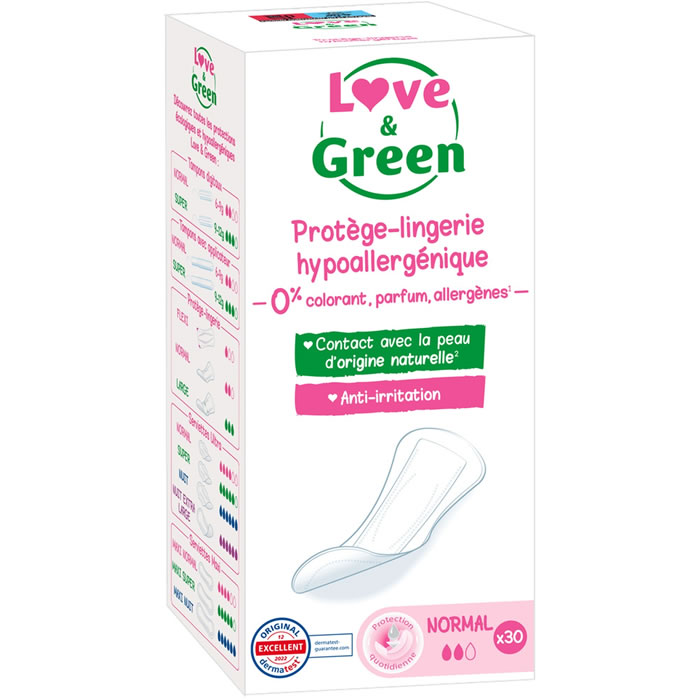 LOVE & GREEN Protège-slips hypoallergéniques normal x30