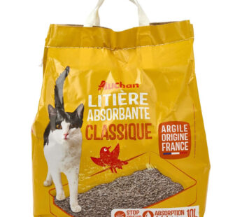 AUCHAN – Litière minérale non‑agglomérante pour chat (10 L)