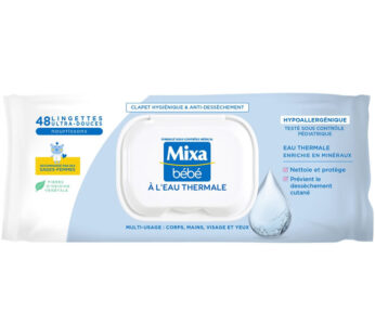 MIXA Bébé – Lingettes nettoyantes à l&rsquo;eau thermale 48 lingettes