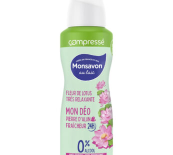 MONSAVON – Déodorant spray pierre d’alun au lait et fleur de lotus 24h 100 ml