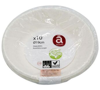 ACTUEL Assiettes à soupe compostables 19 cm (10 pièces)