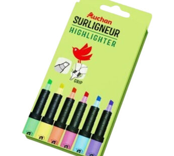 AUCHAN – Surligneurs pointe biseautée x6