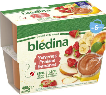 BLEDINA – Pommes, fraises et bananes 4 x 100 g