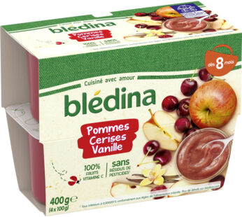 BLEDINA – Pommes, cerises et vanille dès 8 mois 4x100g